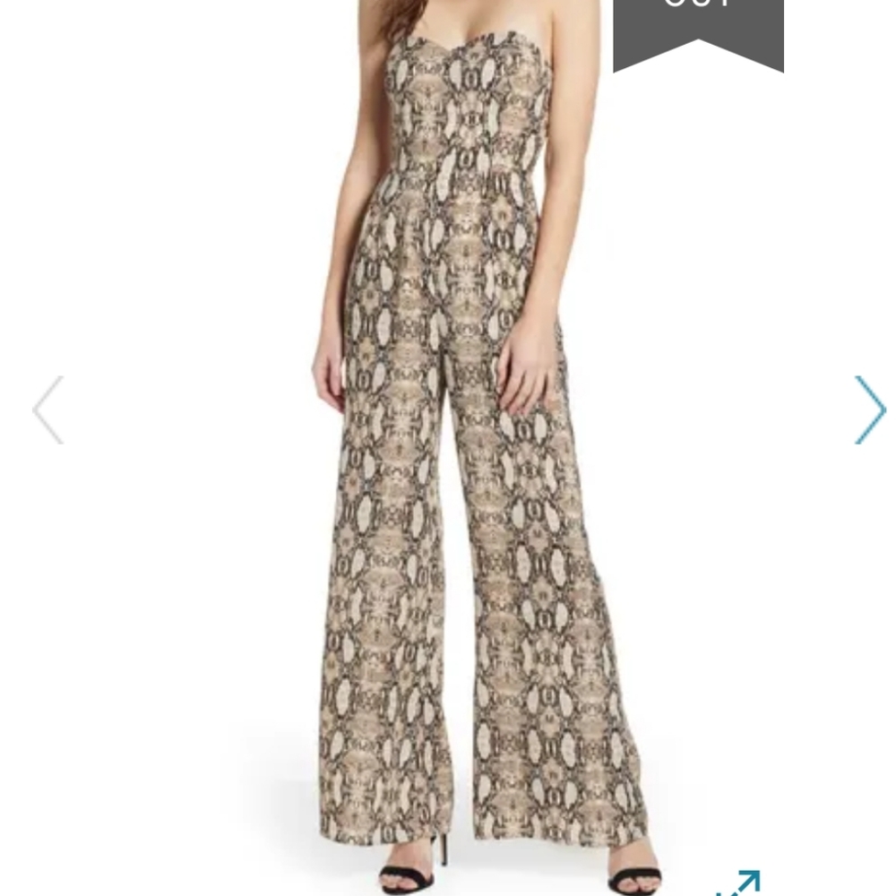 Leith Sleeveless Jumpsuit Ivory Snake Print S NWT